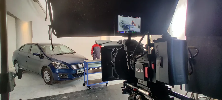 Commercial shoot with a cinema camera on set