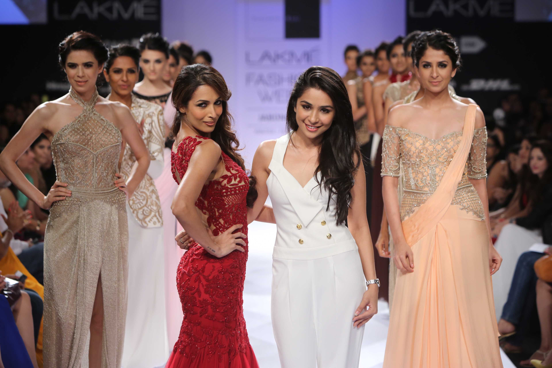 Kivashe fashion videography crew capturing the Lakmé Fashion Week runway finale with designers and showstoppers